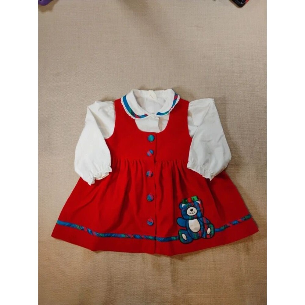Vintage 90s Velvet Holiday Red Girls Size 24 months